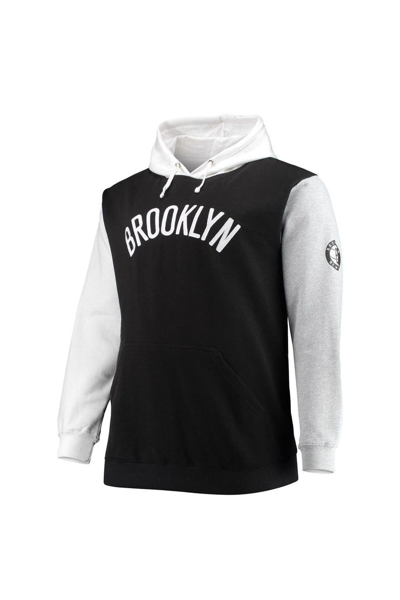 Men's Fanatics Branded Black/White Brooklyn Nets Big & Tall Double Contrast Pullover Hoodie, Alternate, color, Black
