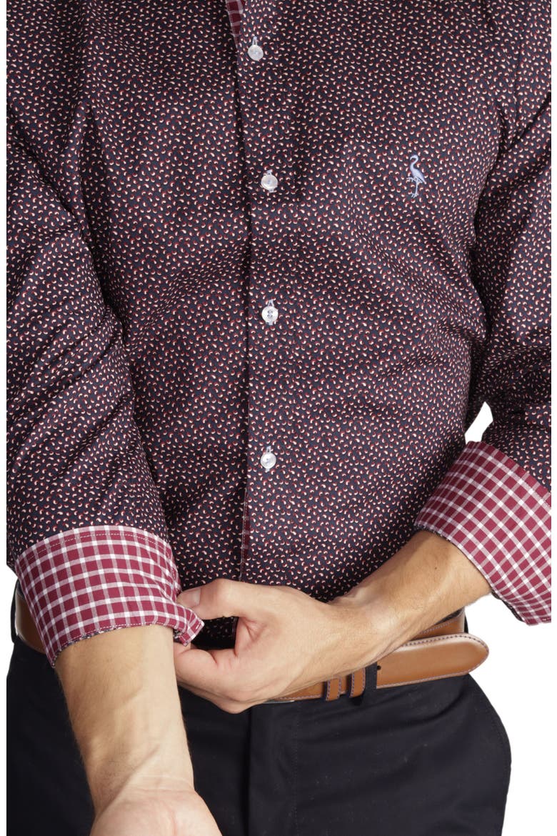 Mini Paisley Long Sleeve Button-Down Shirt, Alternate, color, NAVY
