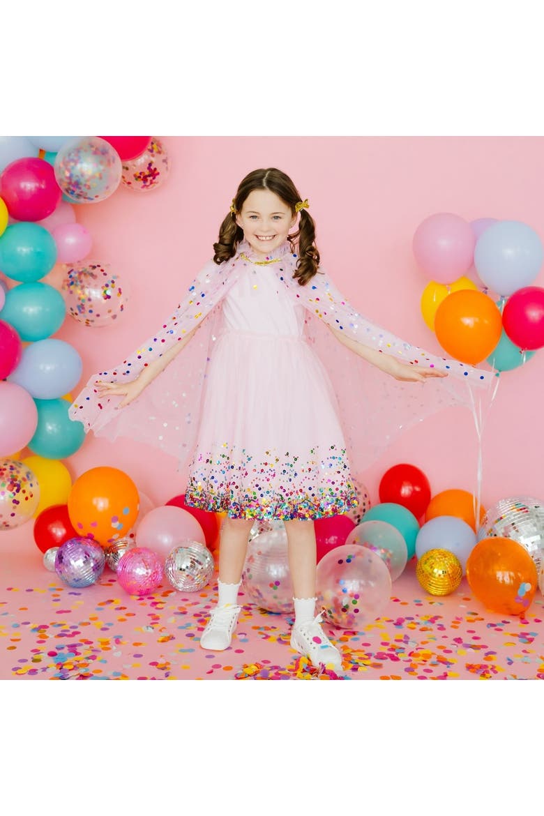 Pink Confetti Short Sleeve Tutu Dress, Alternate, color, Pink
