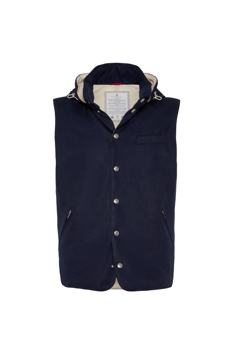 Brunello Cucinelli Flannel down vest, Main, color, Blue