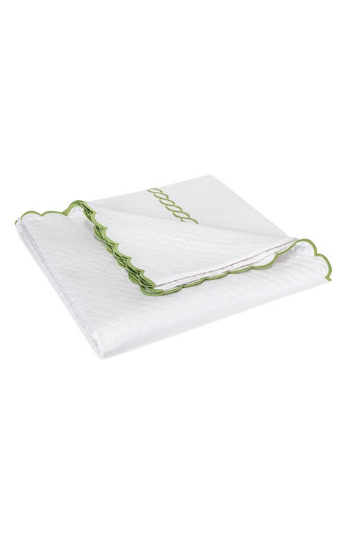 Matouk Classic Chain Scallop Matelasse Full/queen Coverlet In Spring Green