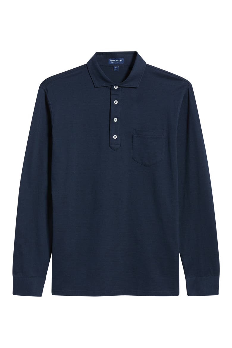 Landon Crown Crafted Long Sleeve Polo, Alternate, color, NAVY