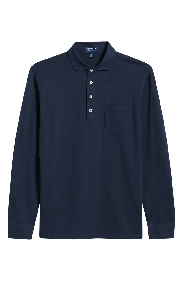Peter Millar Landon Crown Crafted Long Sleeve Polo, Alternate, color, Navy