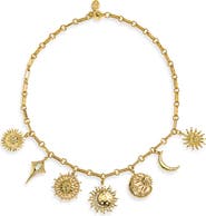 MELANIA CLARA 18k Gold Plated Cubic Zirconia Multicharm Solar Necklace