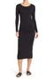 Long Sleeve Ruched Midi Dress
