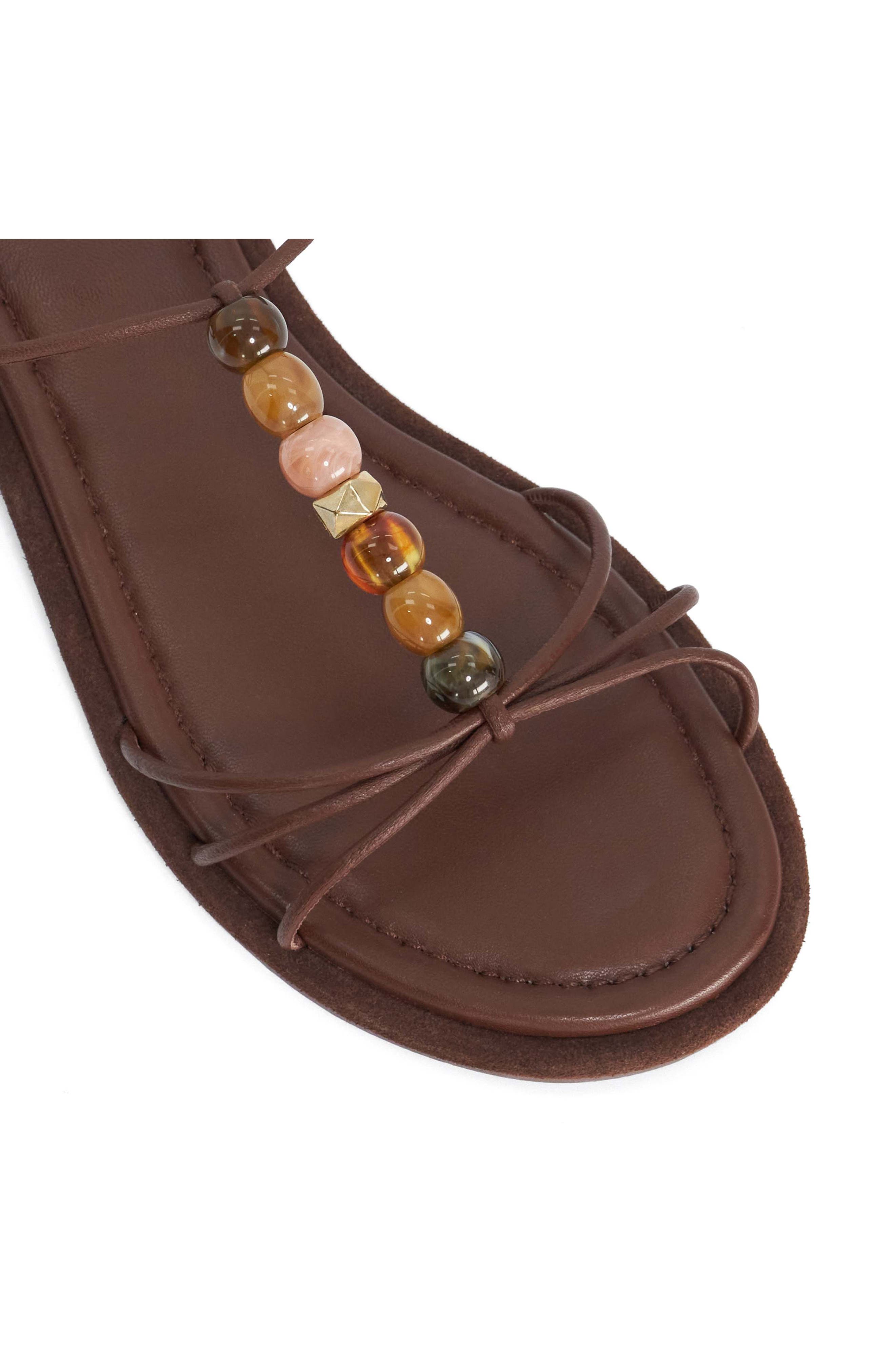Dune London Lemnos Leather Flat Sandal, Alternate, color, Chocolate