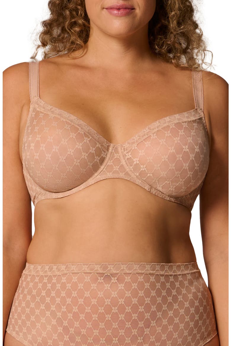 Plume Embroidered Molded Underwire Bra, Alternate, color, PEAU ROSE