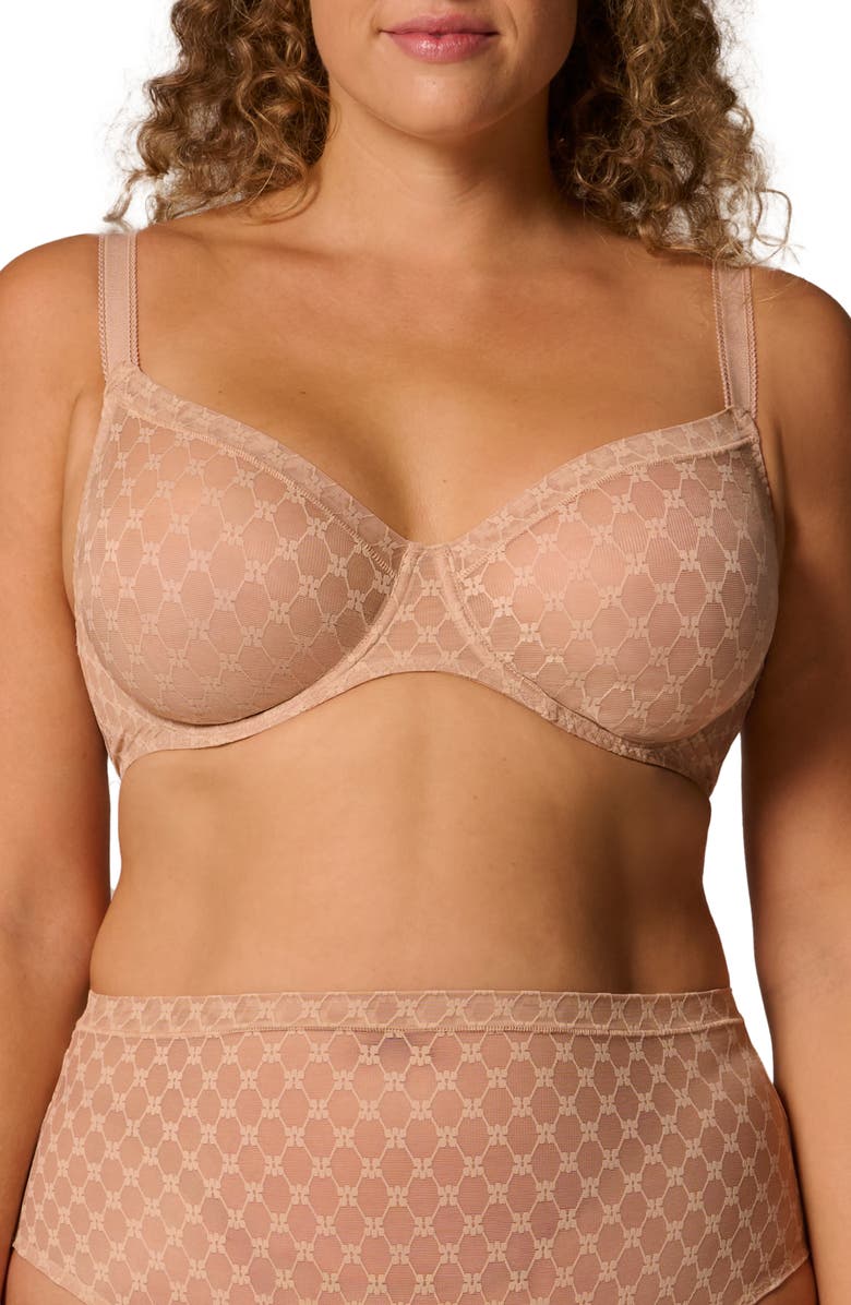 Simone Perele Plume Embroidered Molded Underwire Bra, Alternate, color, Peau Rose