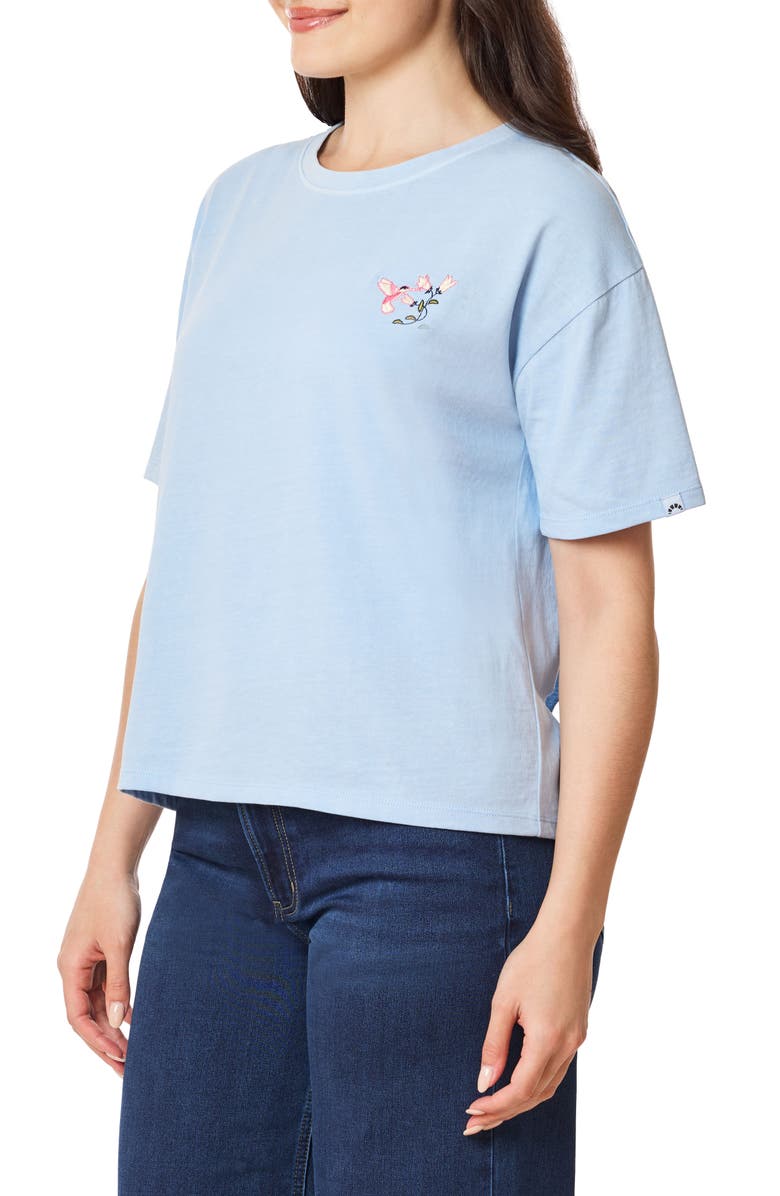 C & C California Toni Boxy Cotton Crop Tee, Alternate, color, Blue Bell Hummingbird
