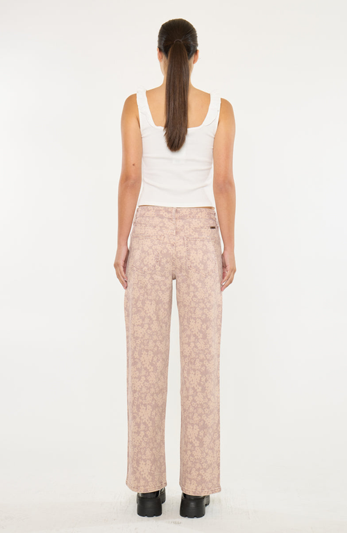 Kancan Roselynn High Rise Wide Leg Jean In Pink