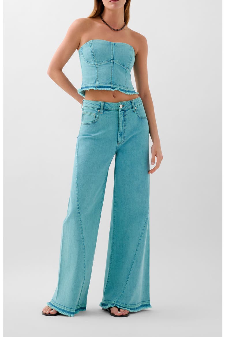 Ques Corse Denim Top, Alternate, color, Turquoise