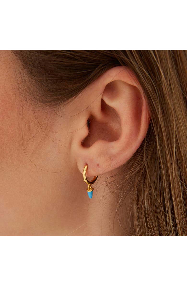 Spero London Turquoise Spike Pave Hoop Drop Earring, Alternate, color, Gold