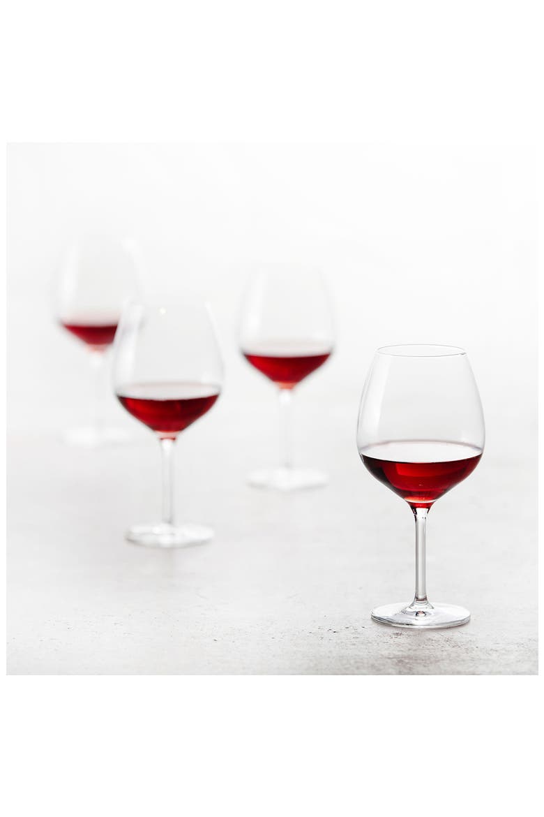 Banquet Set of 6 Burgundy Red Wine Glasses, Alternate, color, CLEAR