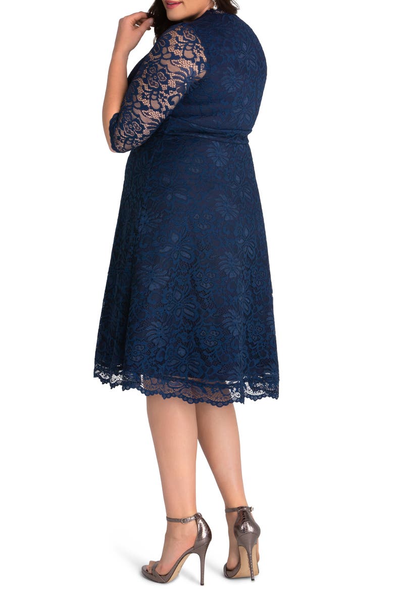 Mademoiselle Lace A-Line Dress, Alternate, color, NAVY BLUE