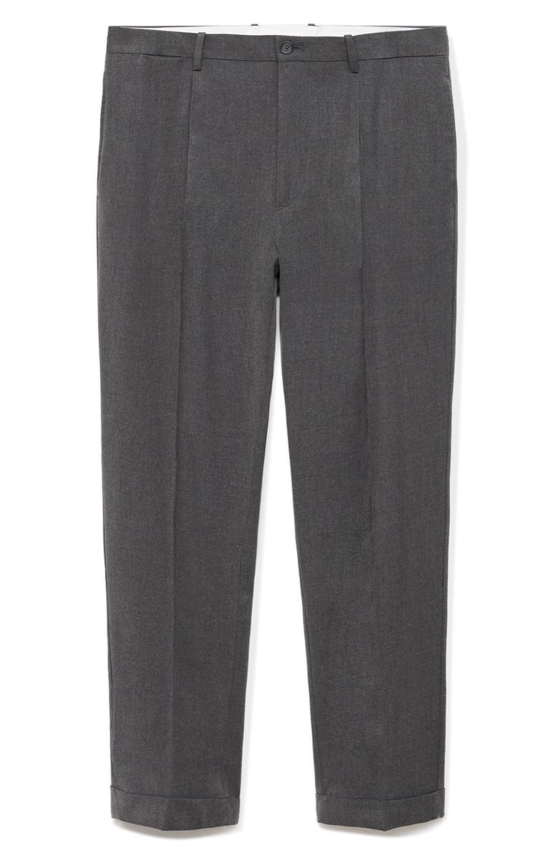 MANGO Regular Fit Pleated Pants, Alternate, color, Medium Heather Grey