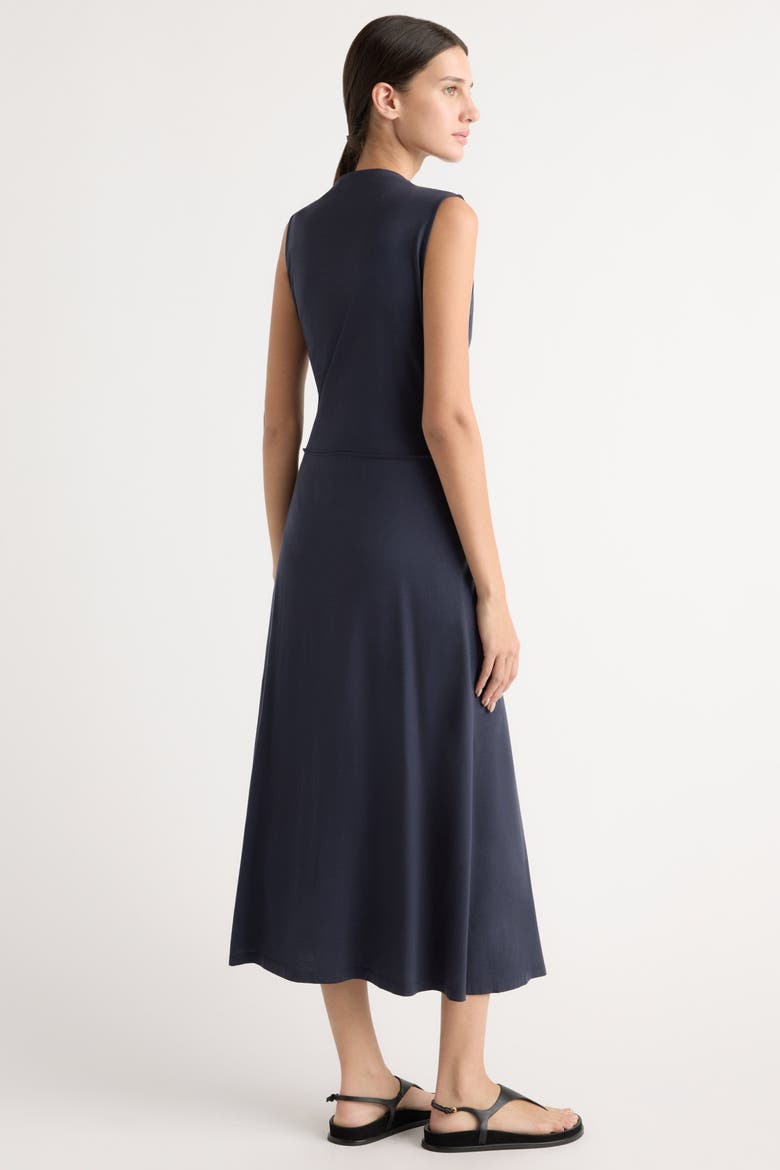 Amelia Asymmetric-Neck Wrap Dress, Alternate, color, Navy