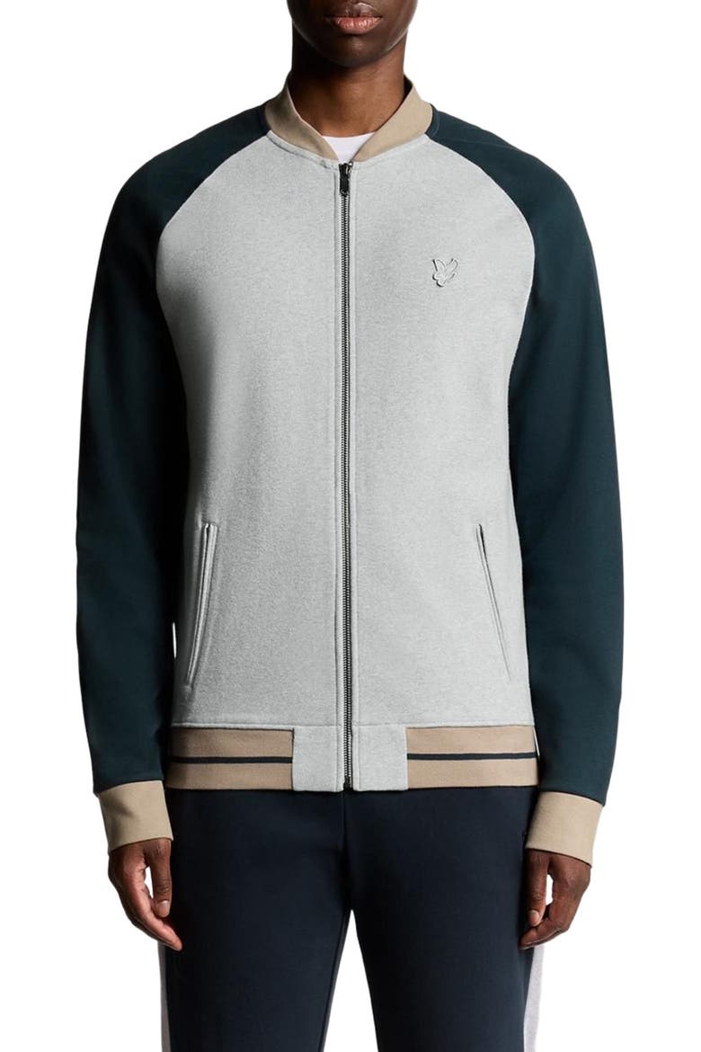 Interlock Contrast Raglan Bomber Jacket, Alternate, color, Carbon