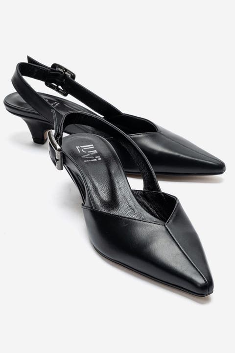 Dioris Leather Slingback Kitten Heel Pump