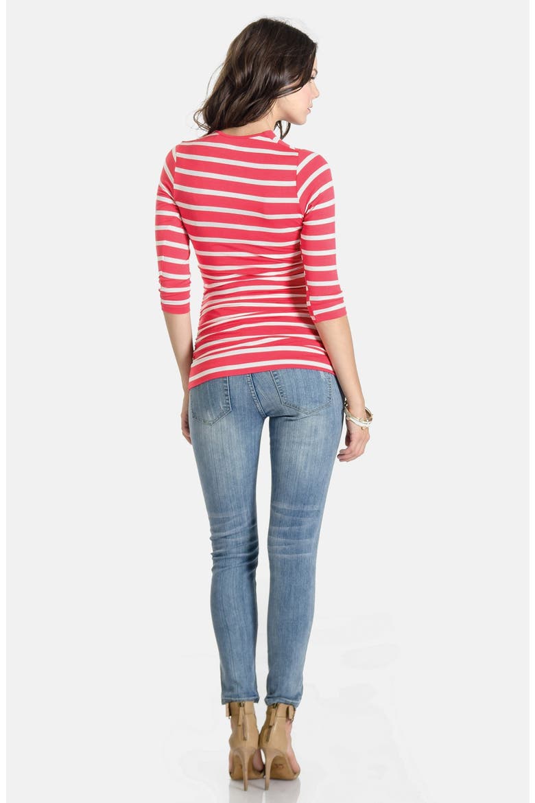 'Michelle' Maternity Top, Alternate, color, CORAL STRIPE