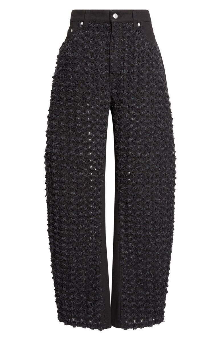 Stella McCartney Relaxed Laser Bouclé Barrel Leg Jeans, Alternate, color, Black