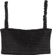 Proenza Schouler White Label Smocked Faux Leather Crop Top