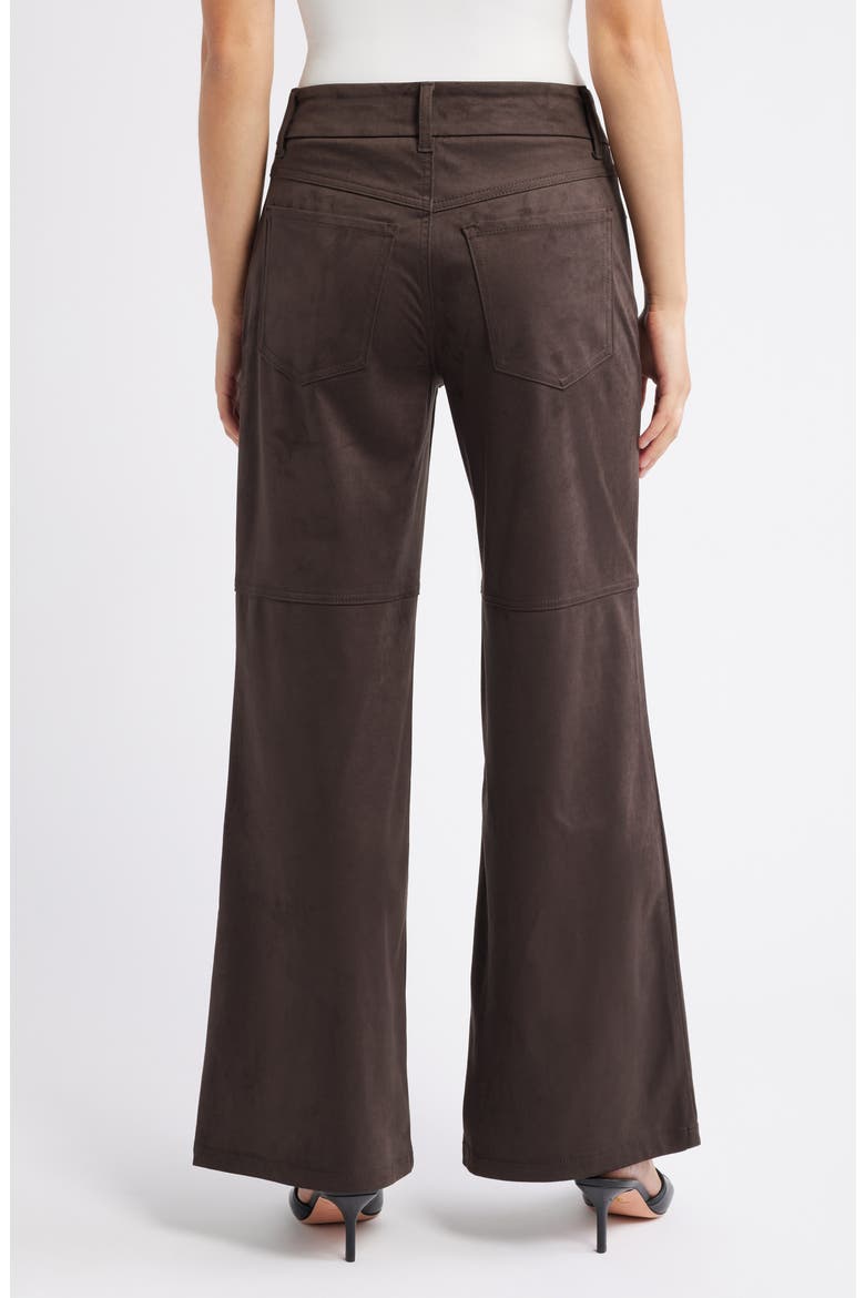 High Waist Wide Leg Faux Suede Jeans, Alternate, color, COFFEE