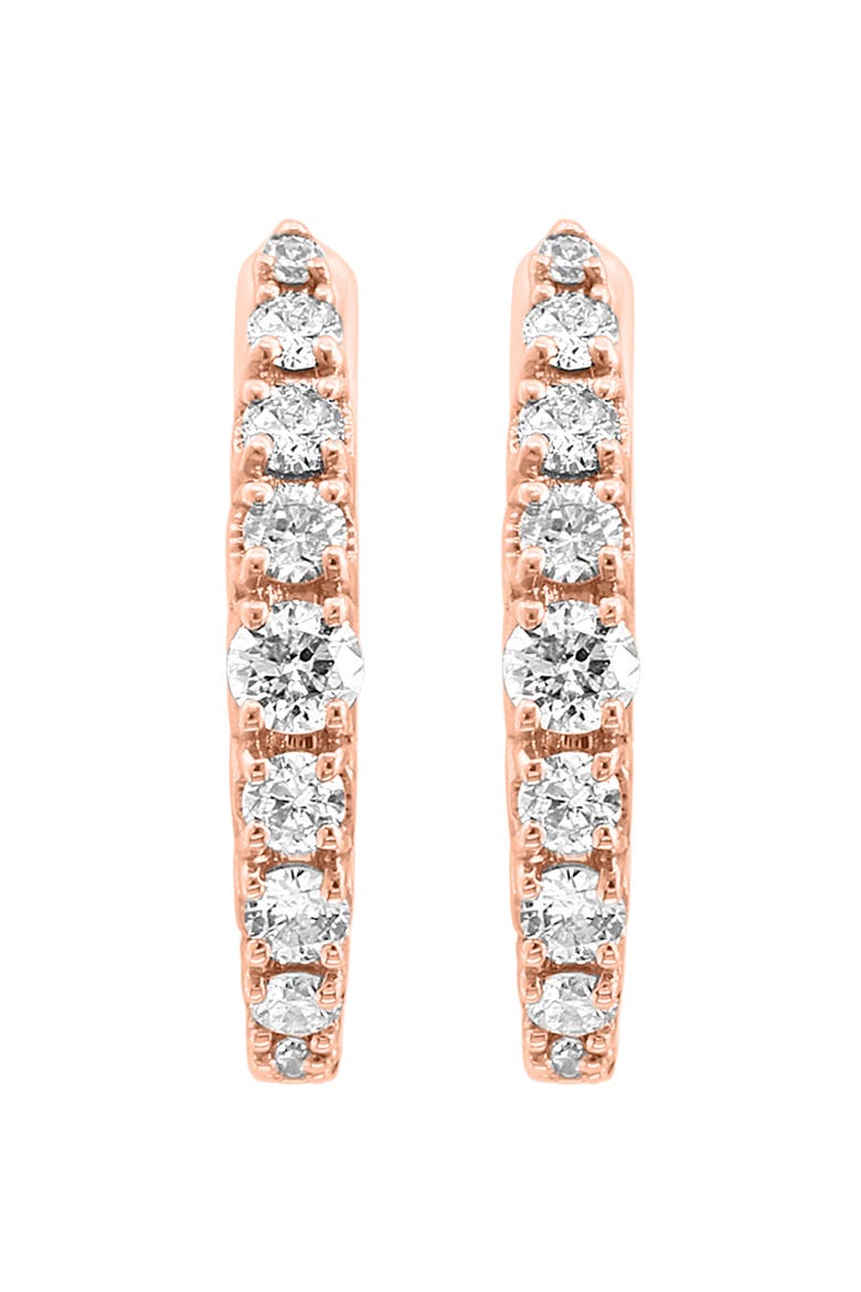 14K Rose Gold Diamond Huggie Hoop Earrings - 0.24ct., Alternate, color, PINK
