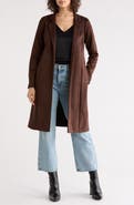 Renee C Faux Suede Longline Coat