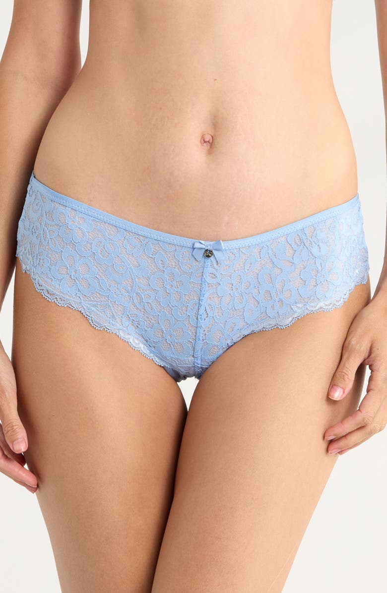 Hunkemöller Marine Lace & Mesh Brazilian Panties, Main, color,