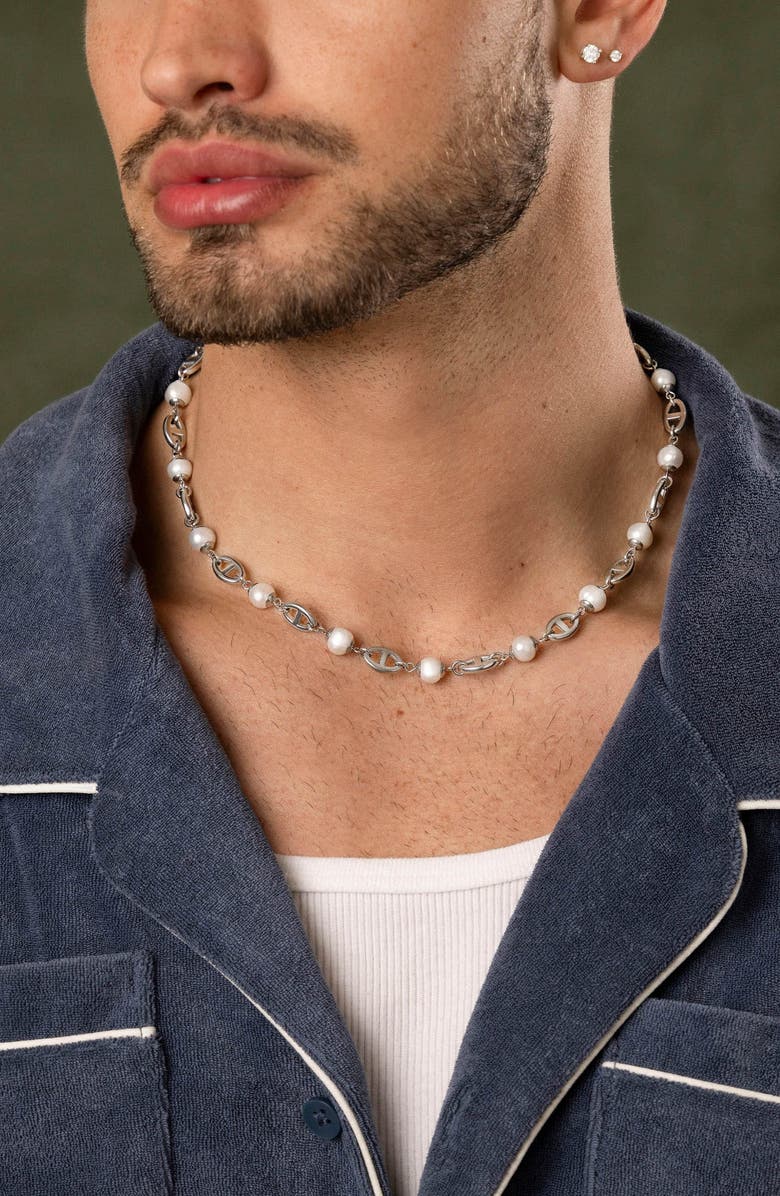Nialaya Mariner Pearl Chain, Alternate, color, Silver