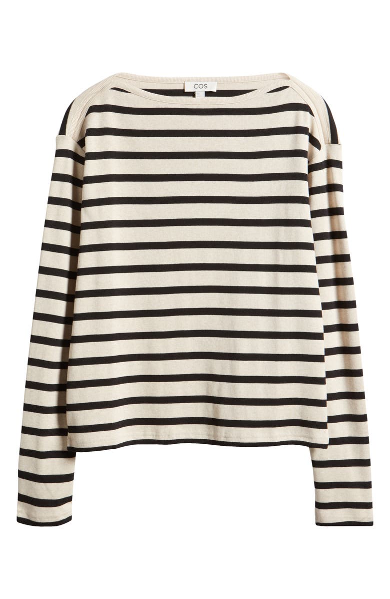 COS Stripe Boat Neck Organic Cotton Top, Alternate, color, 