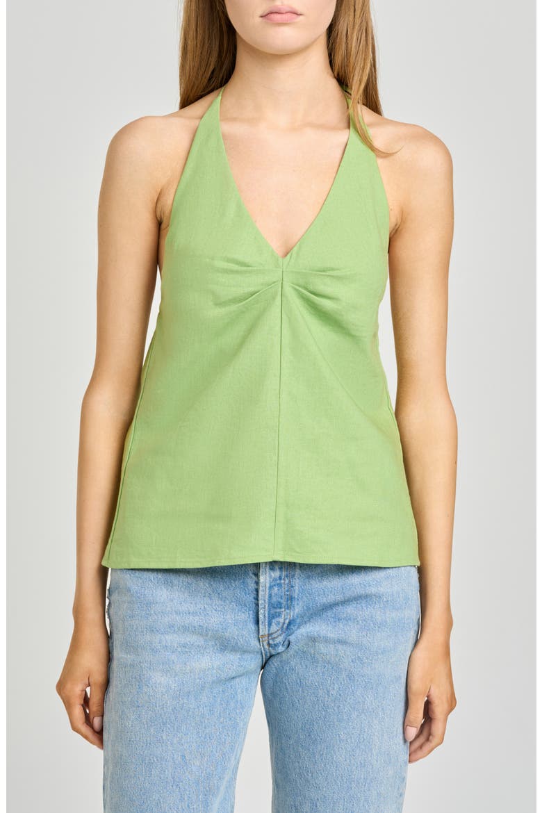 Kaia Linen Blend Halter Top, Main, color, PISTACHIO
