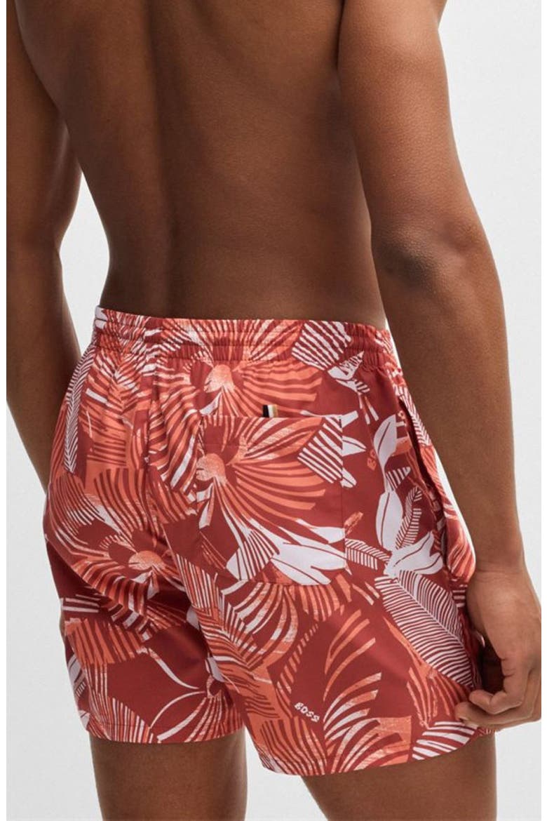Piranha Floral Swim Trunks, Alternate, color, BT ORGE