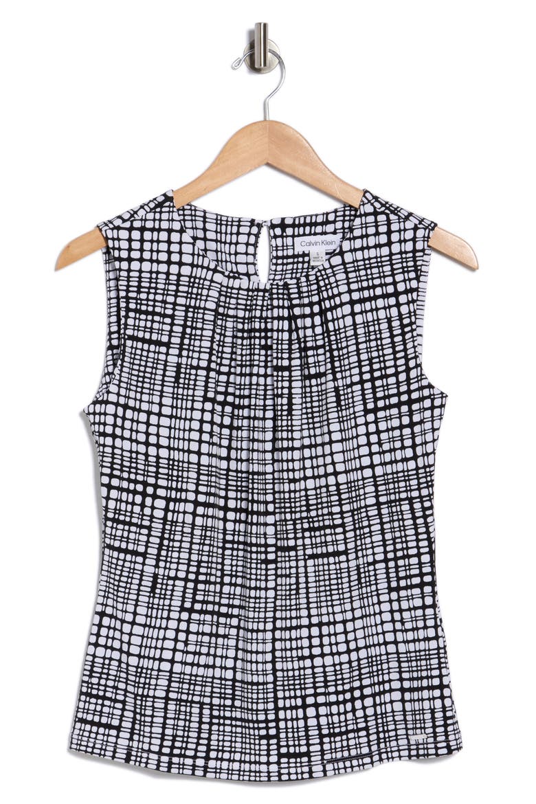 Pleat Front Tank, Alternate, color, BLACK/ WHITE