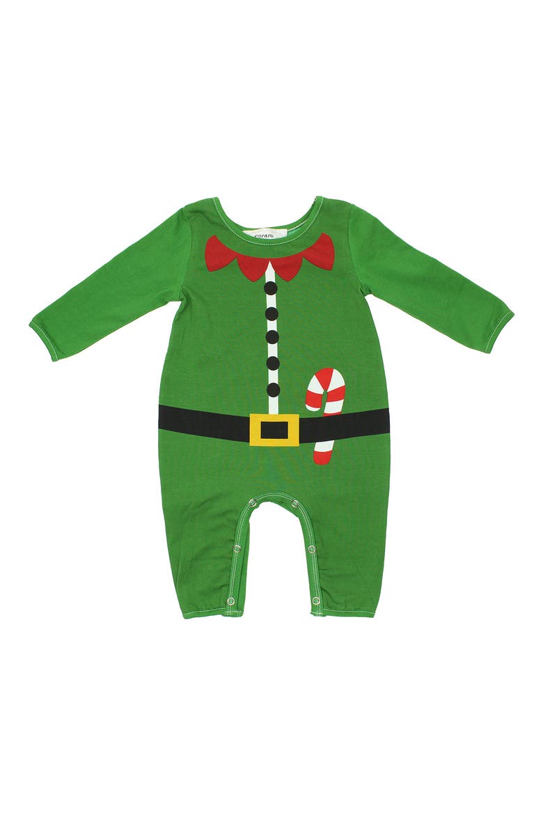 Elf Suit Romper, Main, color, GREEN