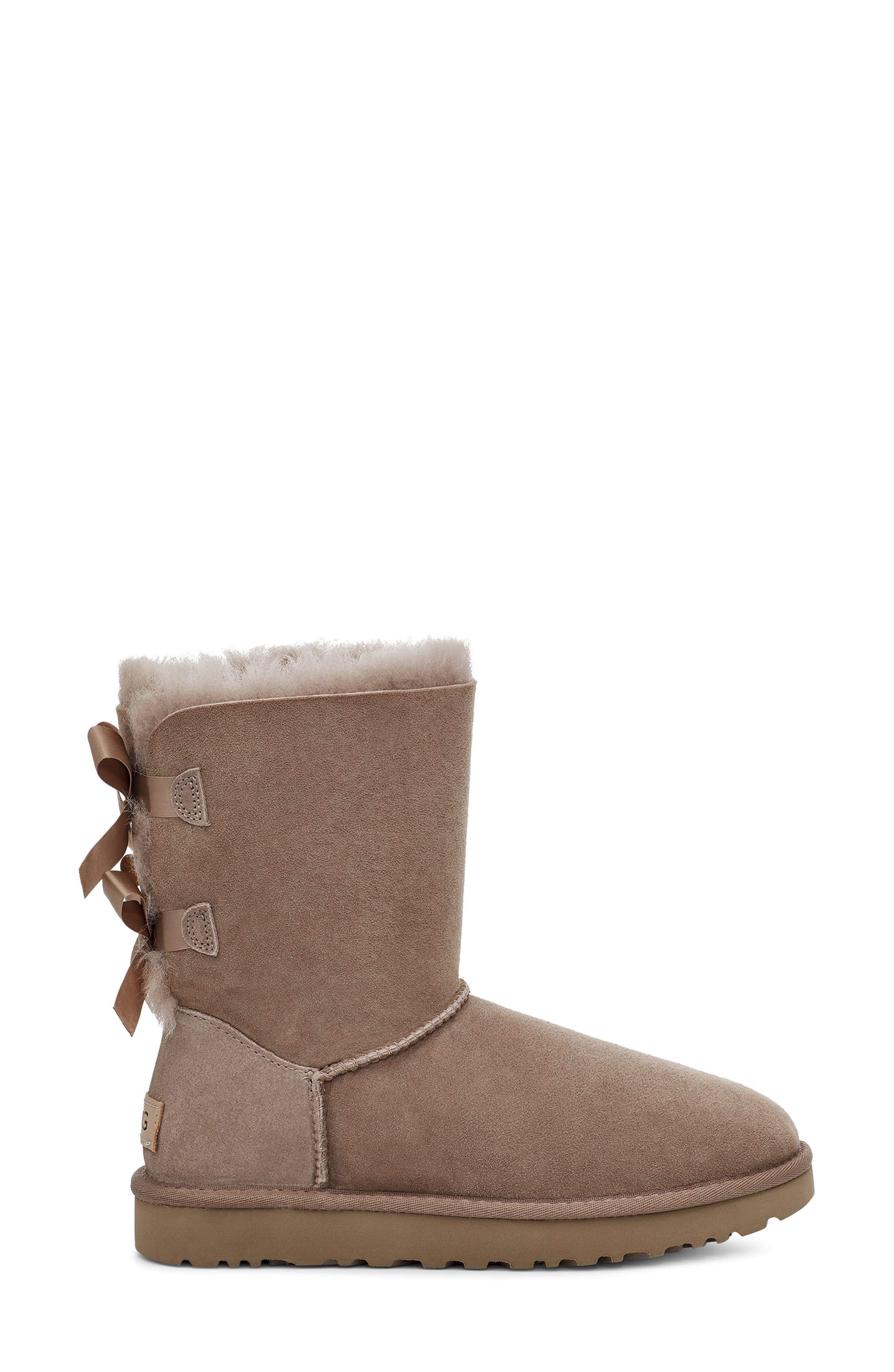 Bailey Bow II Genuine Shearling Boot, Alternate, color, CARIBOU SUEDE