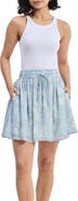 Reistor Drawstring Short Skirt in Blue Florals