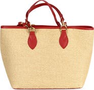Persaman New York Naomi Raffia & Leather Tote