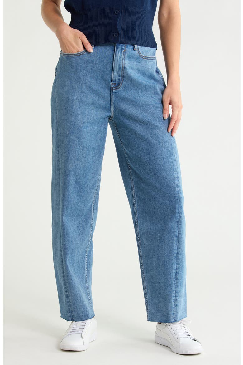 Parker Seamed High Waist Barrel Leg Jeans, Main, color, MED WASH