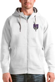 ANTIGUA Men's Antigua White Sacramento Kings Logo Victory Full-Zip Hoodie