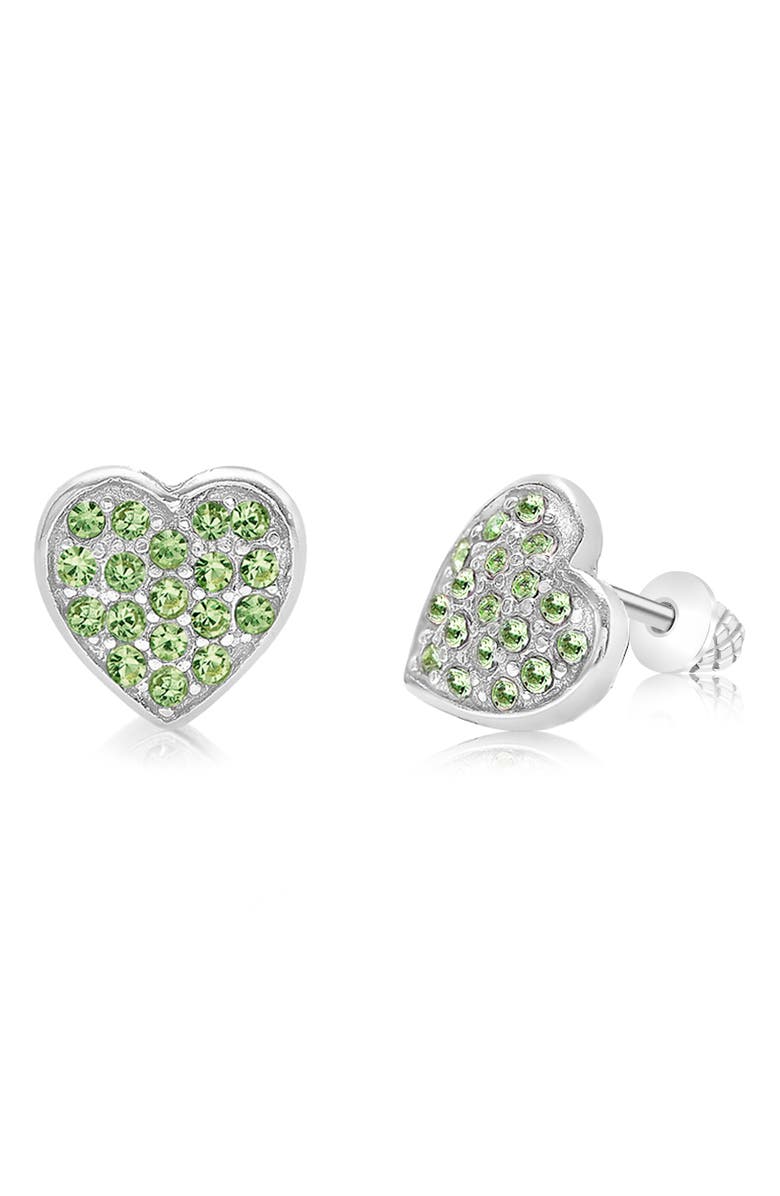 Chanteur Kids' Screw Back Crystal Heart Stud Earrings, Main, color, 