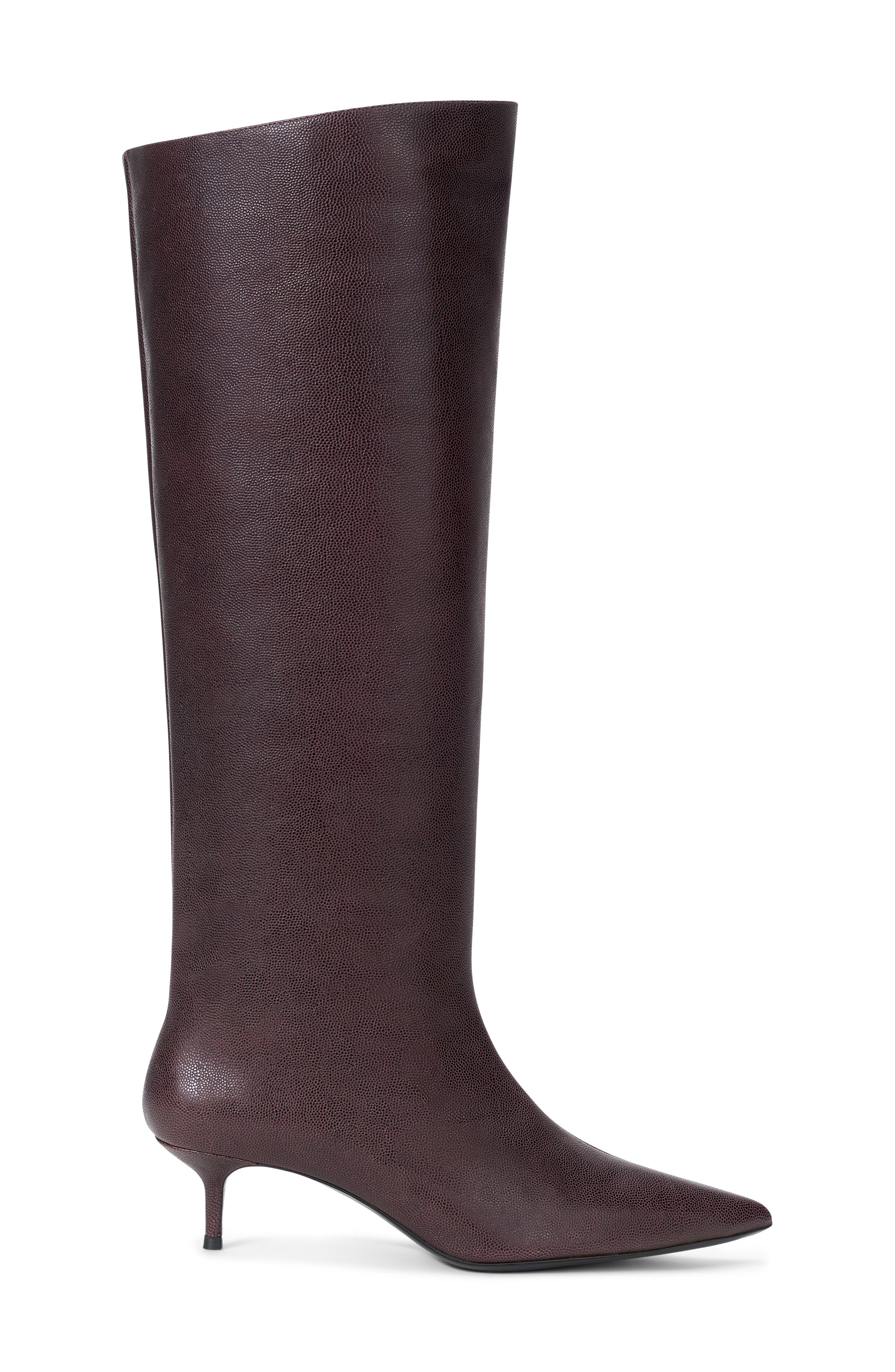 STAUD Sebastian Pointed Toe Kitten Heel Knee-High Boot, Alternate, color, Syrah