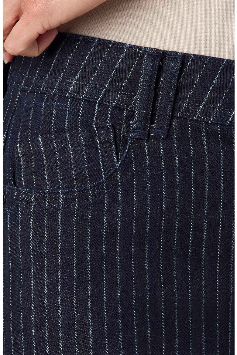 Brittany Pinstriped High Waist Itty Bitty Bootcut Jeans, Alternate, color, INDIGO