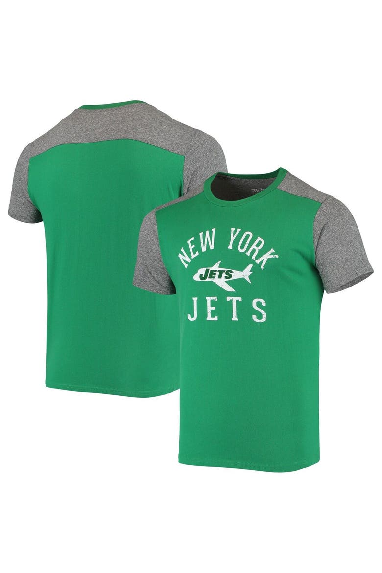 Men's Majestic Threads Kelly Green/Heathered Gray New York Jets Gridiron Classics Field Goal Slub T-Shirt, Main, color, Kelly Green
