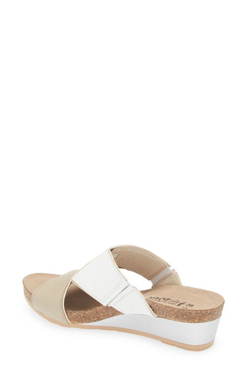 Naot Tiara Wedge Sandal In Soft Beige/soft White Leather