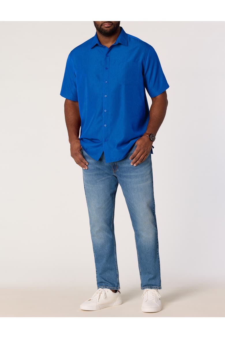 Microfiber Comfort Grid Sport Shirt, Alternate, color, VICTORIA BLUE