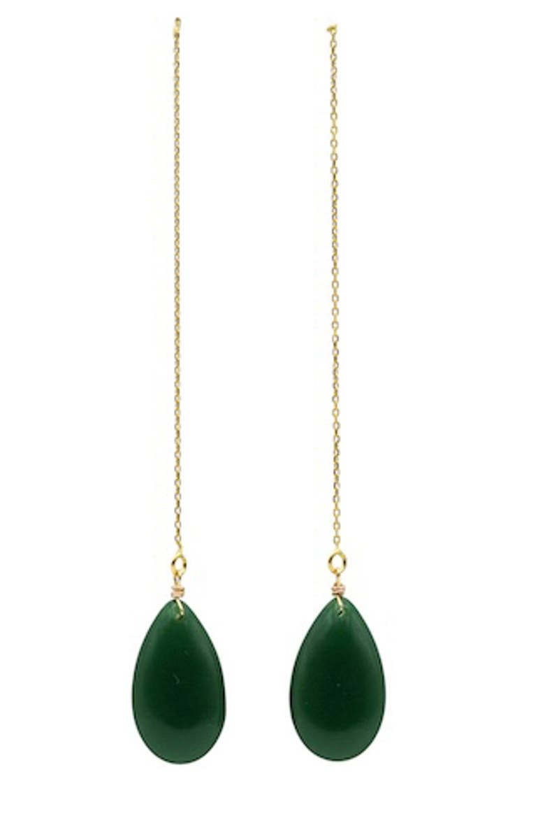Waterdrop green drop earrings, Alternate, color, Bright green
