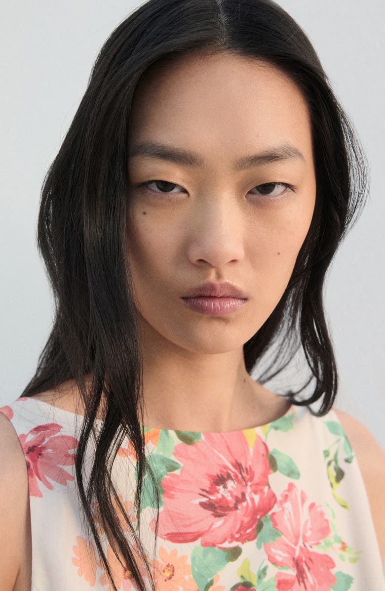 MANGO Floral Sleeveless Cotton Midi Dress, Alternate, color, 