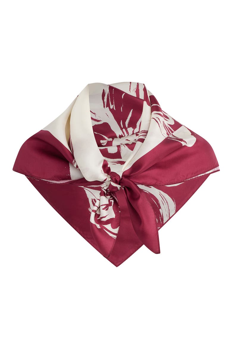 The Vintage Floral Silk Square Scarf, Alternate, color, EARTH RED