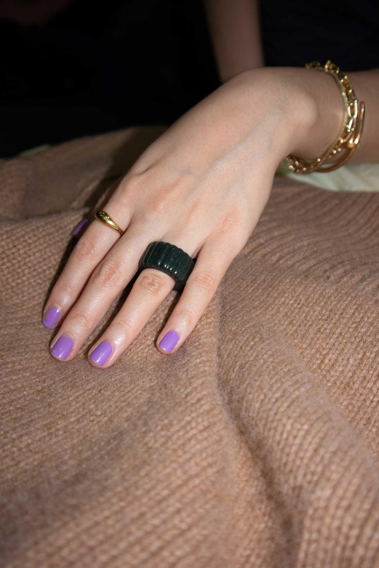 Sophia Ribbed Jade Ring, Alternate, color, Dark green